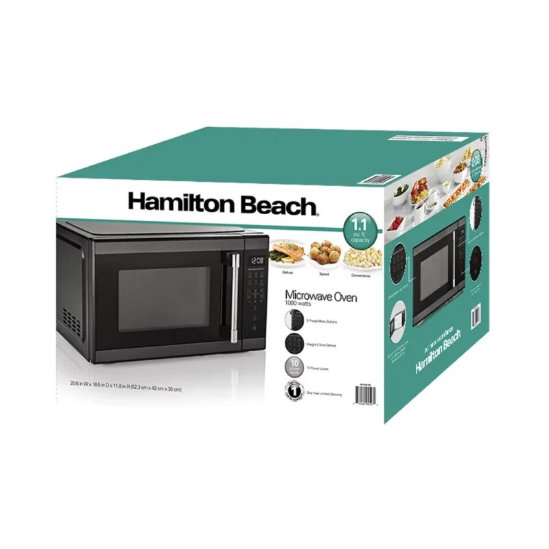 ZAOXI 1.1 Cu. Ft. Countertop Microwave Oven, 1000 Watts, Black Stainless Steel image 2