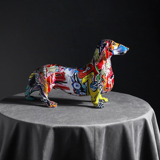 Creative  Home Modern Painted Colorful Dachshund Dog Decoration Wine Cabinet Of image 0