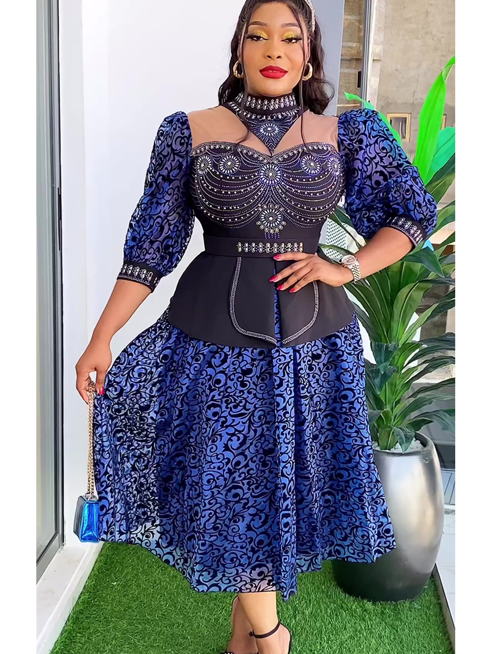 Plus Size African Wedding Party Dresses for Women 2024 New Dashiki Ankara Eveni image 2
