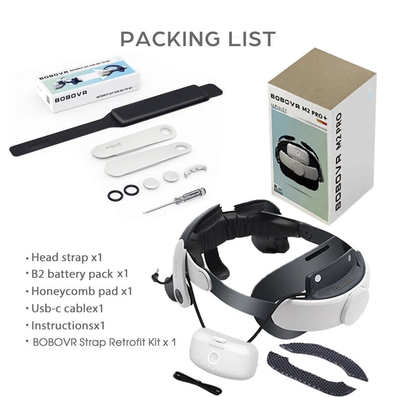 BOBOVR M2 Pro Battery Head Strap Compatible with Oculus Quest 2 Elite Halo Stra image 4
