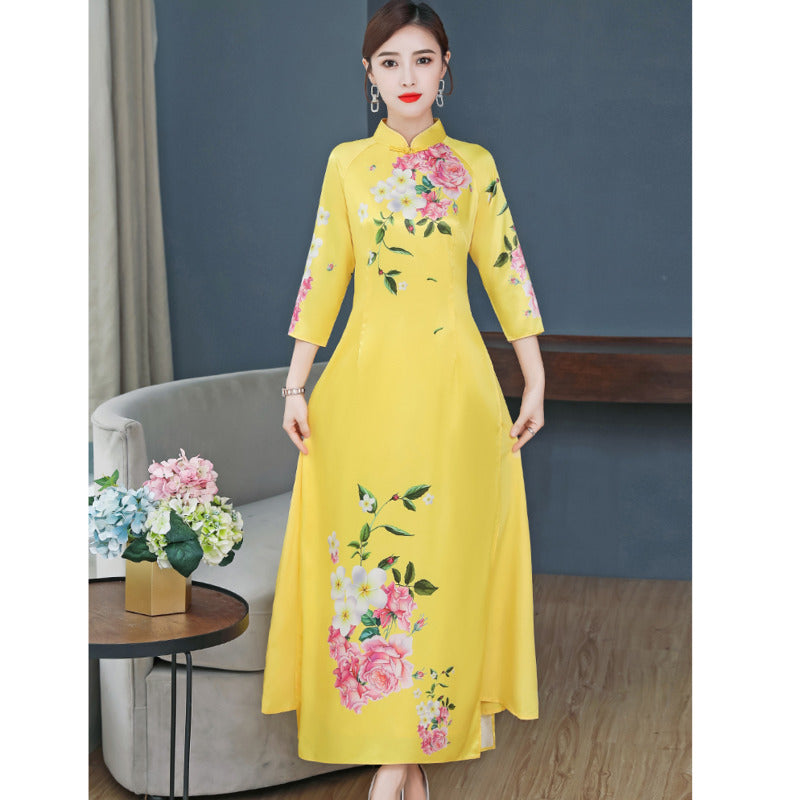 Oriental Elegant Slim Qipao Women Modern National Style China Costume Chinese T image 2