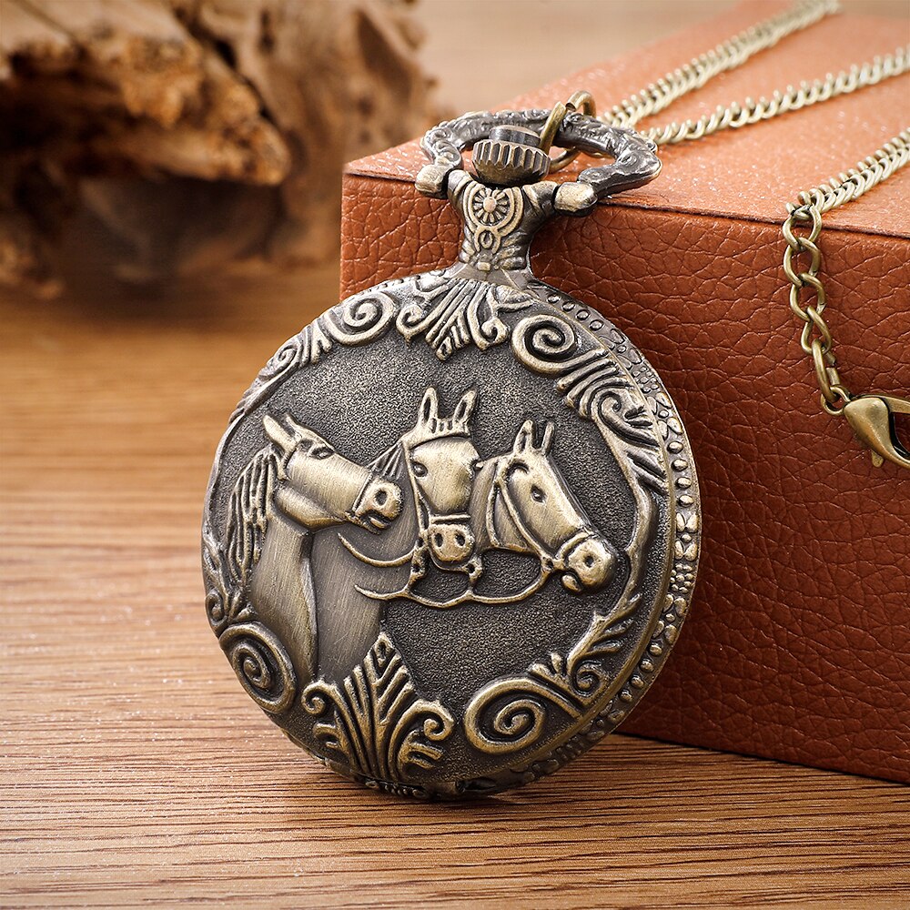 Pocket Watch Antique Steampunk Vintage Quartz Pocket Watch Rose Gold Case Neckl image 1