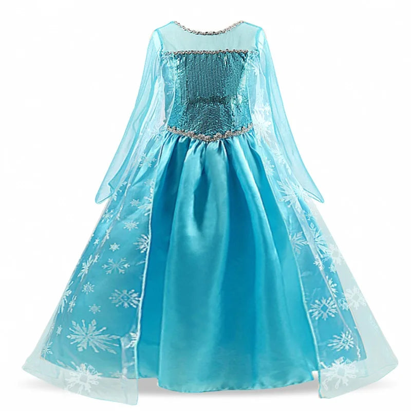 Girls Snow Queen Elsa Kids Costumes For Girl 2024 Carnival Party Prom Gown Robe image 7
