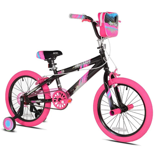 GISAEV 18 Inch Girl's Sparkles Bicycle, Black and Pink  Adjustable Training Whe image 0