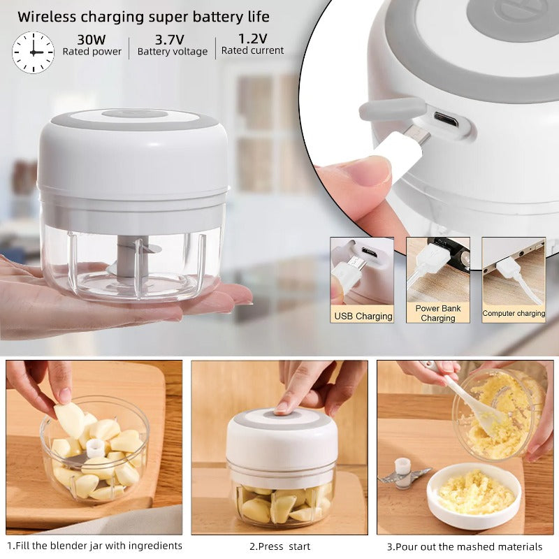 Electric Kitchen Food Chopper, Mini Garlic Masher, Crusher, USB Portable Meat G image 7