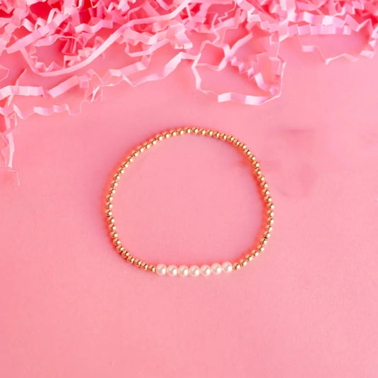 CCGOOD 6mm Natural Shell Pearl Bracelet Boho Jewelry Gold Plated 18 K Beads Bra image 0