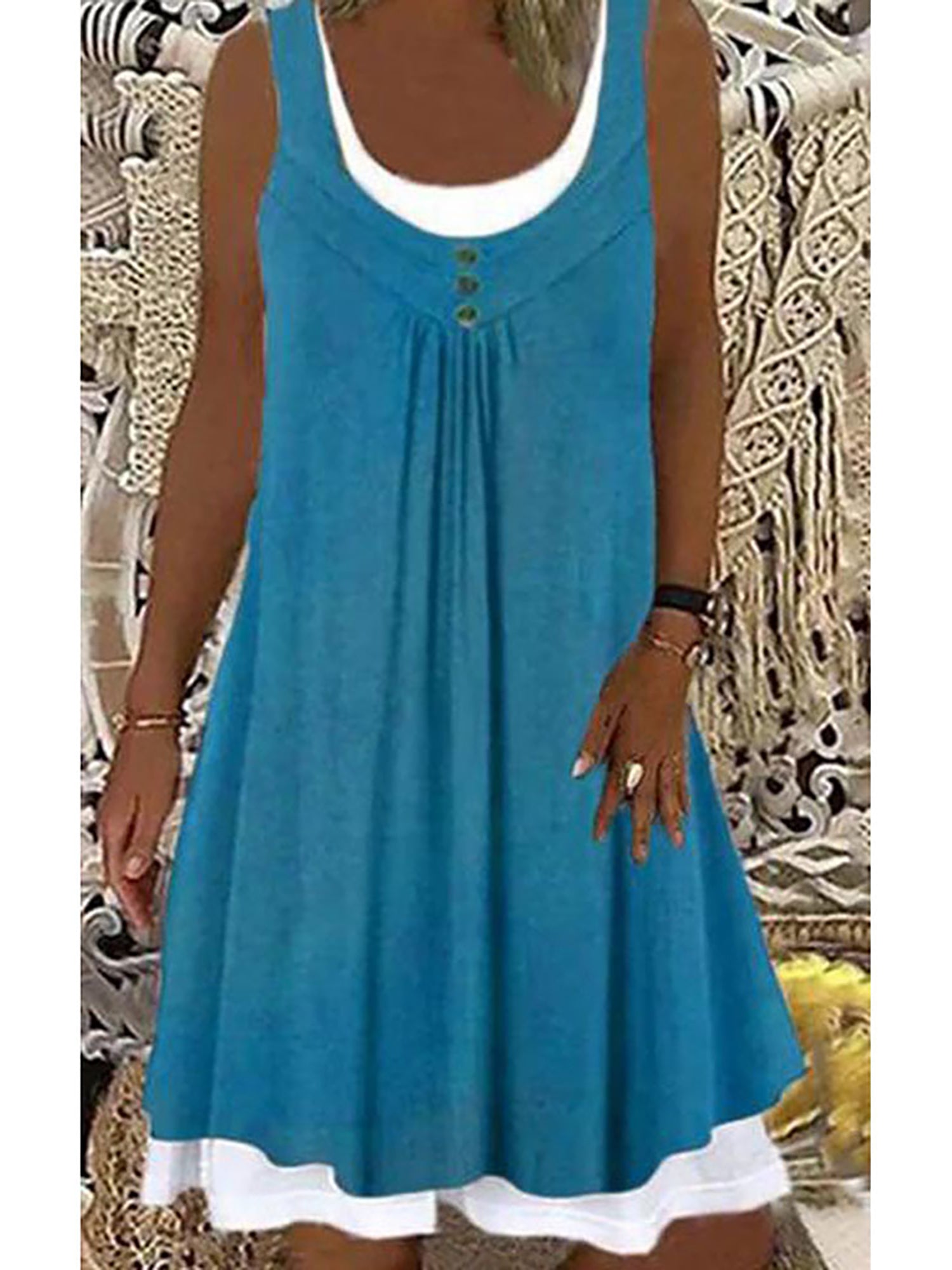 2024 Europe and the United States spring and summer new women's print splicing image 1