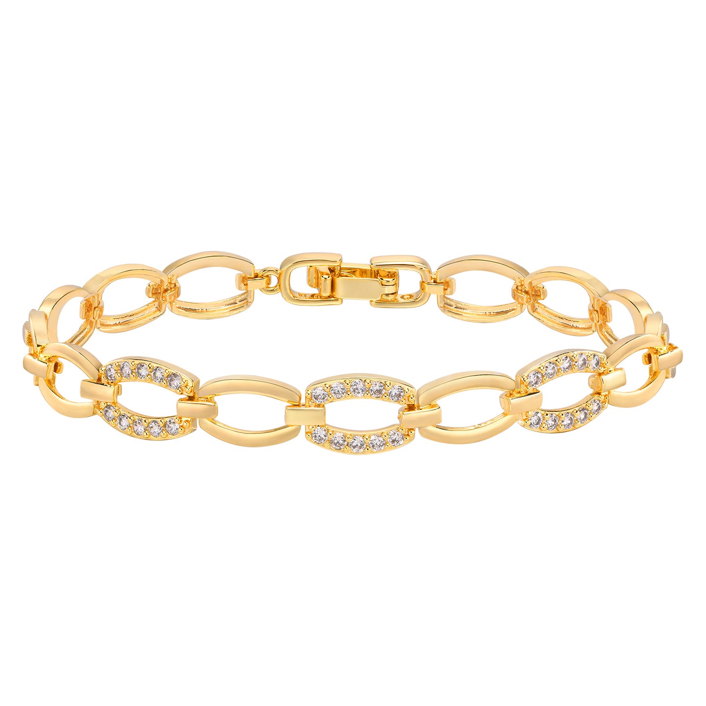 Cubic Zirconia Clover Bracelet for Women18k Gold Plated Link Statement Jewelry image 20