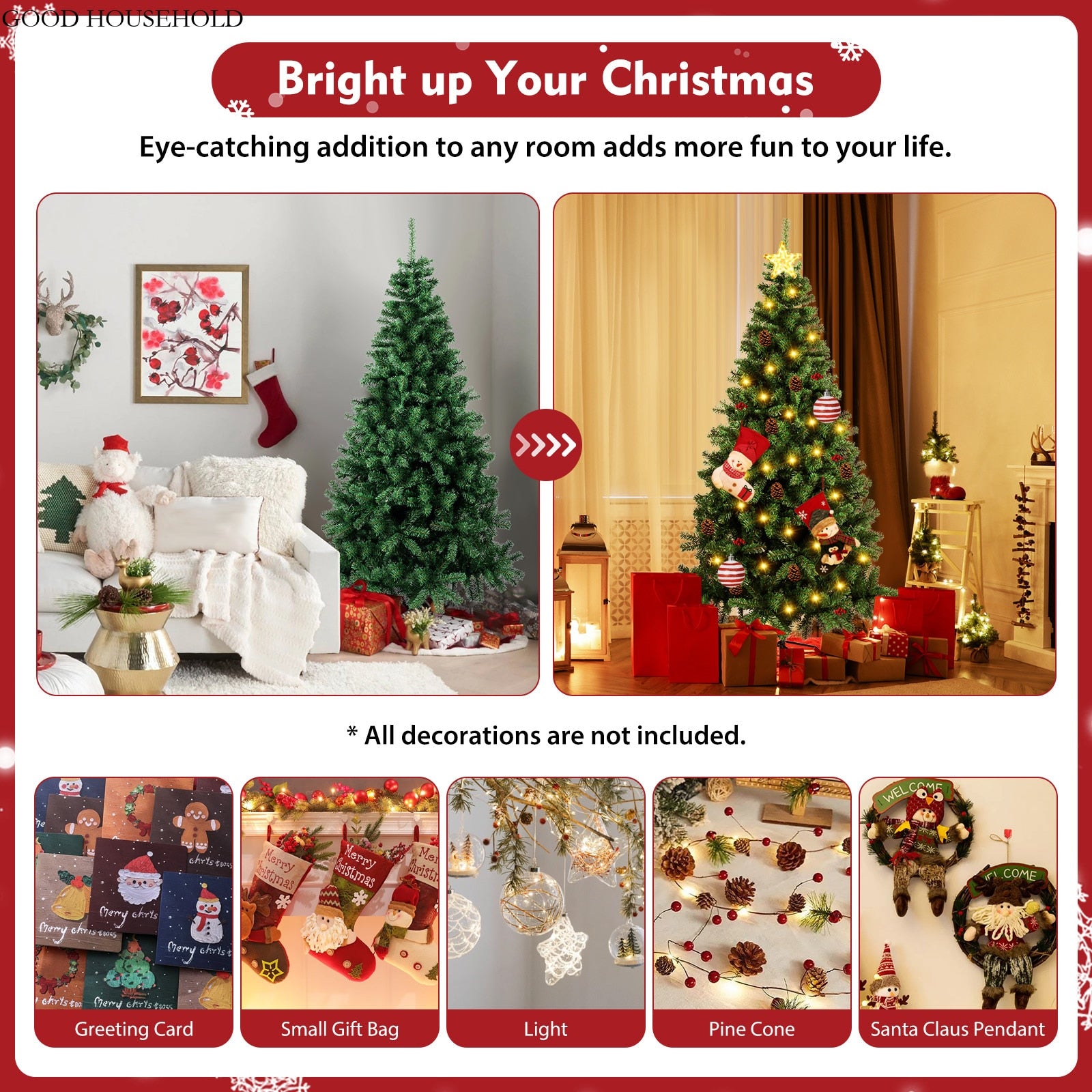 7FT Green Christmas Tree Artificial Christmas Tree PVC Needles with 1150 Branch image 3
