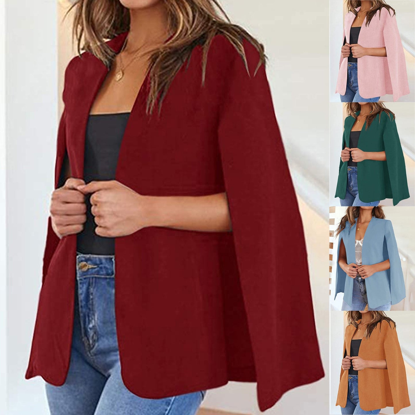 Womens Stylish Long Sleeve Shawl Jacket Open Front Collarless Semi Formal Ladie image 6