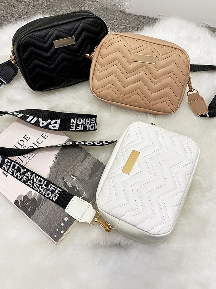 Wave Embroidery Square Bag Shoulder Strap With Printed Large Capacity Shoulder image 8