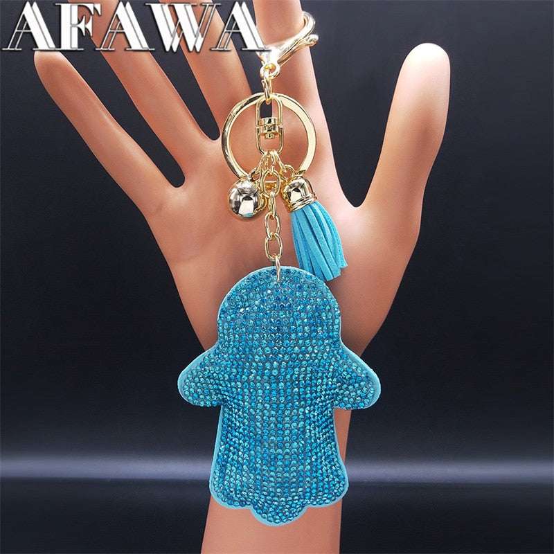 Turkey Eyes Crystal Keychains Ring for Women Keychain Blue Gold Color Key Chain image 10