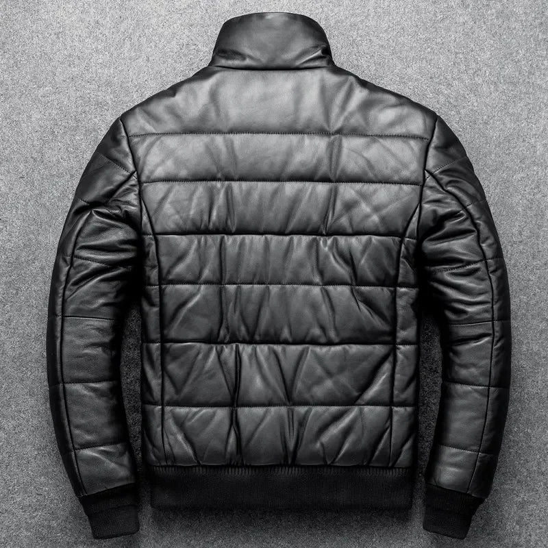 Sheepskin Jacket Top Layer  Down Cotton Winter Warm Coat Stand Collar Real Leat image 1