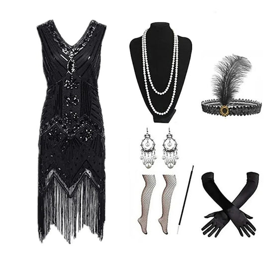 Retro Vintage Roaring 20s 1920s Flapper Dress Costume Outfits The Great Gatsby image 0
