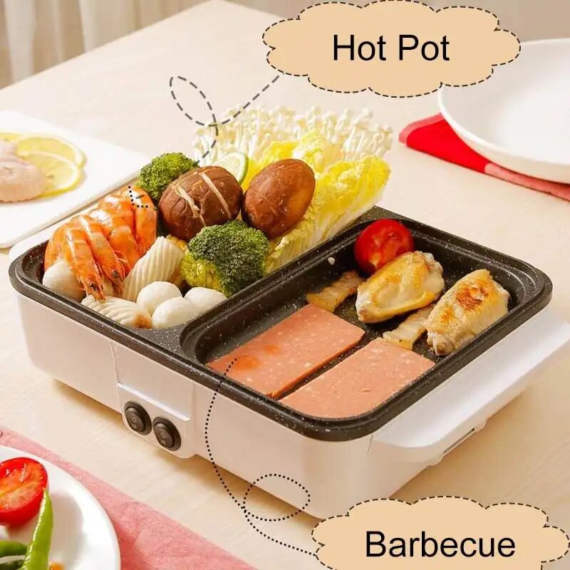 1200W Electric Hot Pot Cooker 110V BBQ Mini Grill Multifunctional Electric BBQ image 4