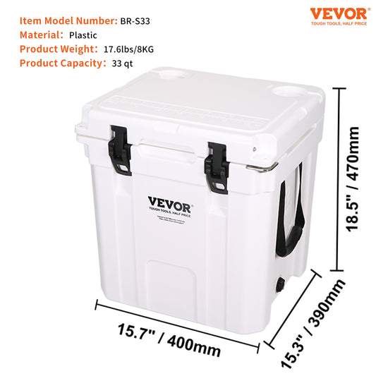 VEVOR 25/33/45/52QT Portable Hard Cooler Fully Insulated Ice Chest Cooling Box image 0