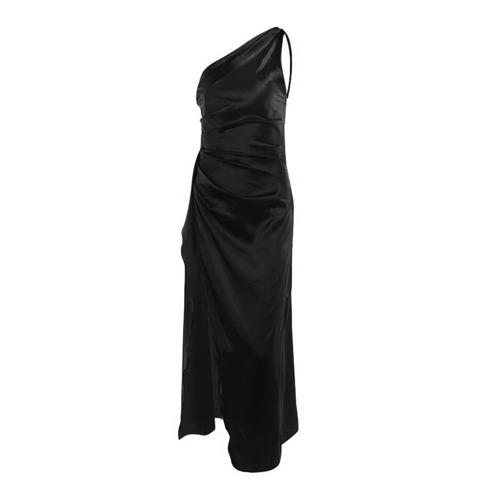 Elegant Women'S Dresses Sexy One Shoulder Satin High Split Cocktail Wedding Par image 4