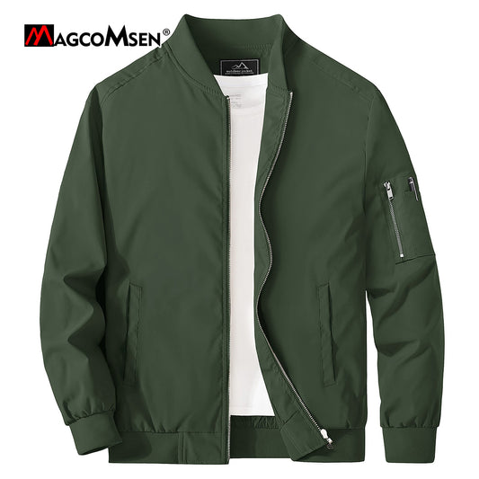 MAGCOMSEN Lightweight Men's Bomber Jackets Summer Autumn Full Zip Windproof Coa image 0