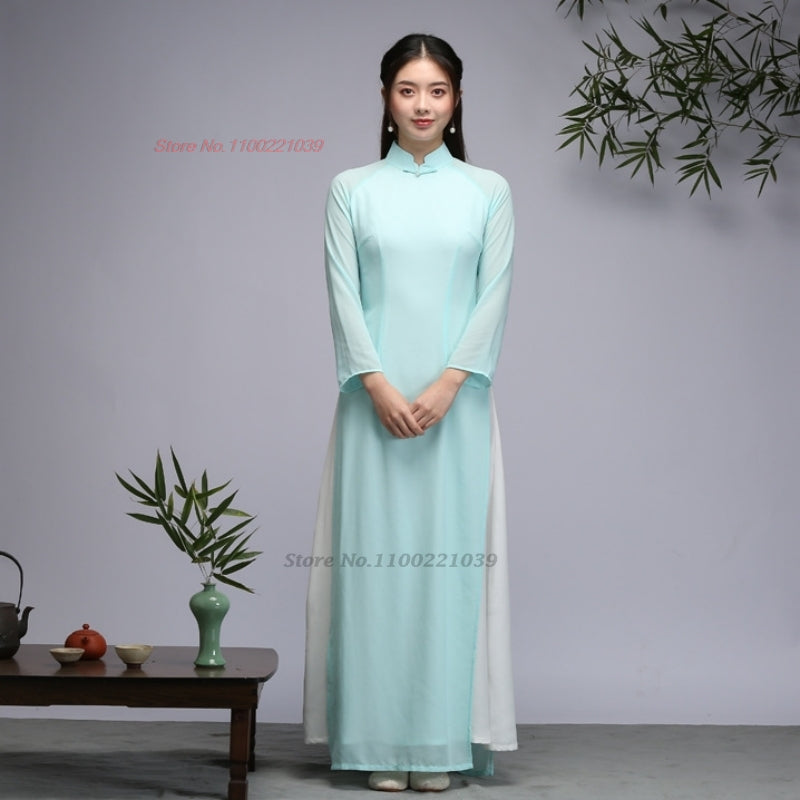 2024 chinese improved qipao dress vintage cheongsam vietnam ao dai dress elegan image 1