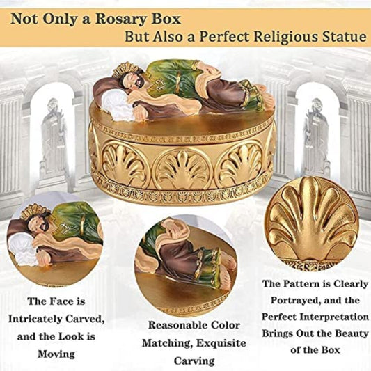 Golden Sleeping St Joseph Statue Rosary Boxes Sleeping St Joseph Statues image 0