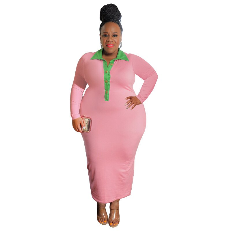Patchwork Plus Size Dresses African Casual Women's Long Sleeve Bodycon Clubwear  image 8