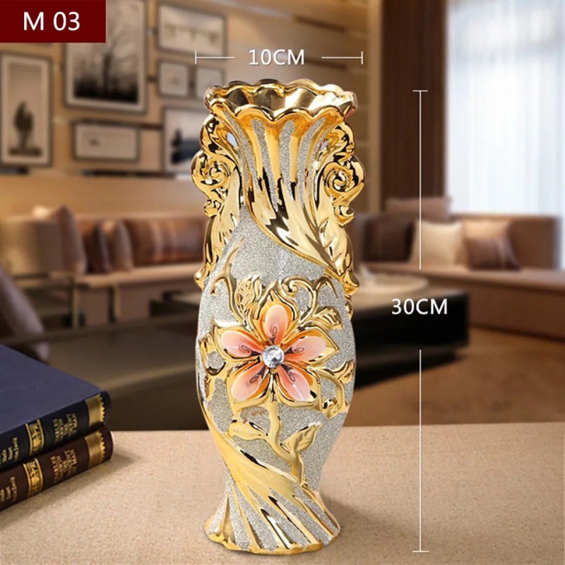 European Gold Plated Frost Porcelain Vase Vintage Advanced Ceramic Flower Vase  image 5