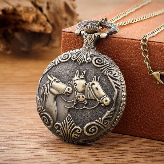 Pocket Watch Antique Steampunk Vintage Quartz Pocket Watch Rose Gold Case Neckl image 0