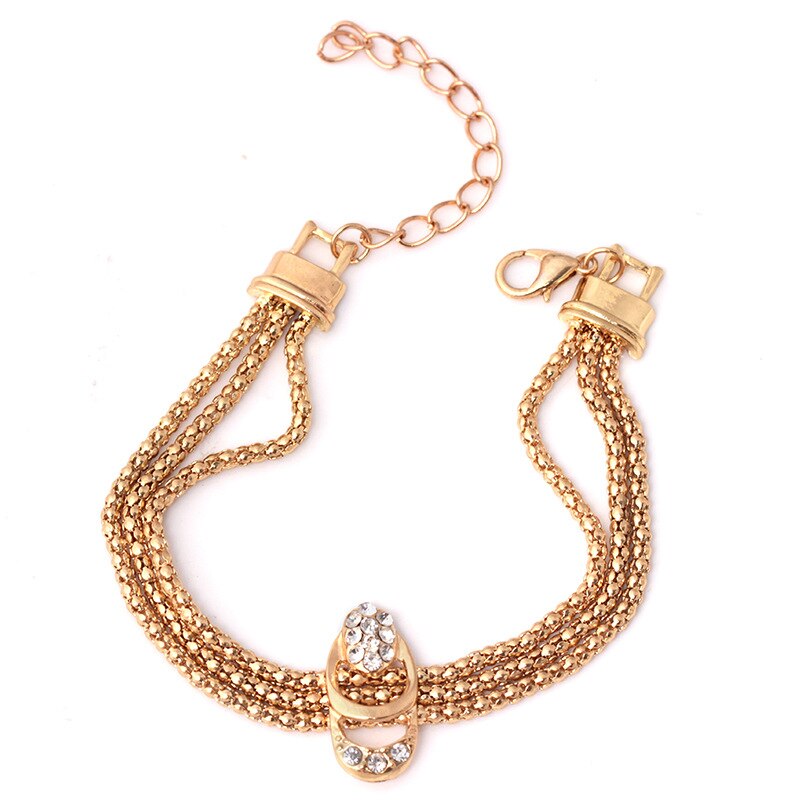 4Pcs Jewelry Set Rings Necklace Earrings Bracelet High Performance Golden Jewel image 4