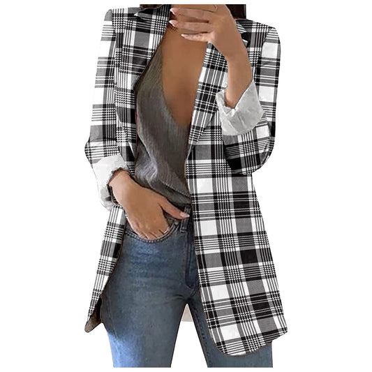 Suit Jacket 2024 Spring Jacket Women's Pioneer Design Checkered Coat Commuter O image 0
