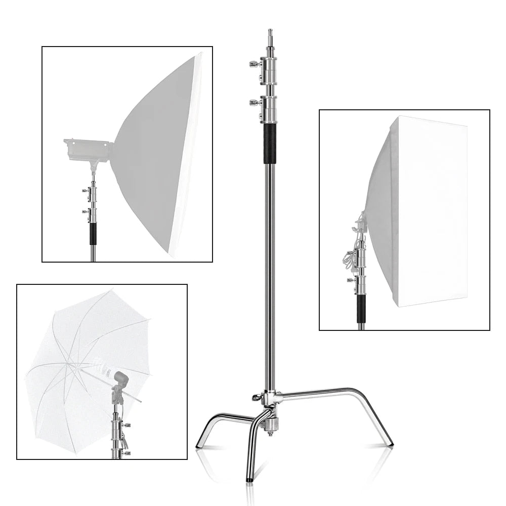 2.6M/8.5FT Stainless Steel Century Foldable Light Stand Tripod Magic Leg Photog image 7