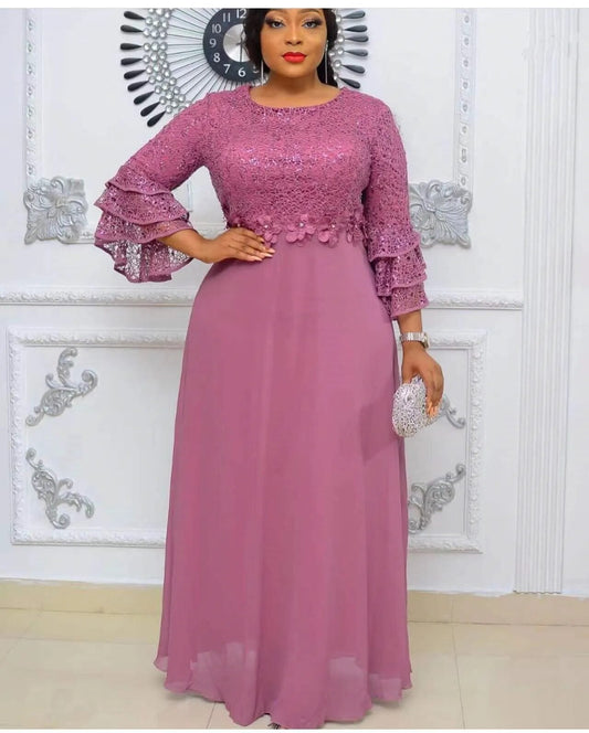 Plus Size African Party Dresses for Women New Fashion Dashiki Ankara Lace Weddi image 0