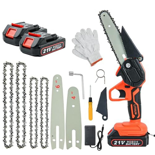 Mini Cordless Chainsaw 2-in-1 Handheld Tree Trimming with 3Pack Battery Lightwe image 0