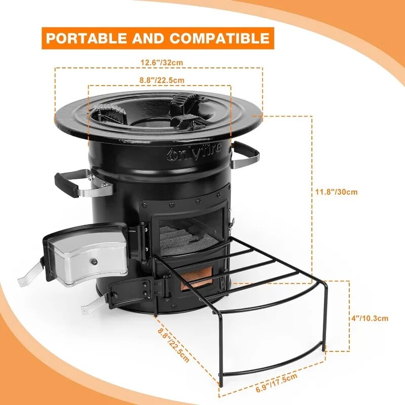 Onlyfire Camping Rocket Stove, Outdoor Portable Wood Burning Camp Stove with Hi image 1