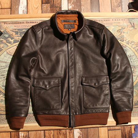 China Imported Real Horseskin Leather Flight Mans Jacket Aviator Bomber Coat Lu image 0