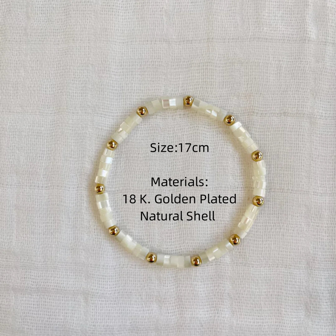 CCGOOD Natural Shell Bead Bracelet Gold Plated 18 K Beaded Boho Jewelry Summer image 3