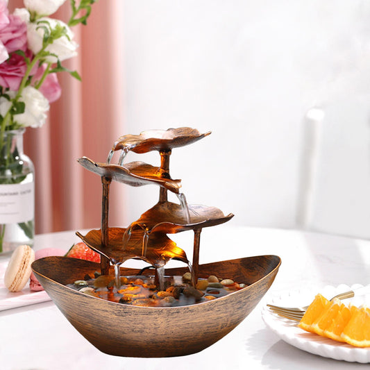 USB Tabletop Water Fountain Ornament Waterfall W/LED Light 4-Tier Home image 0