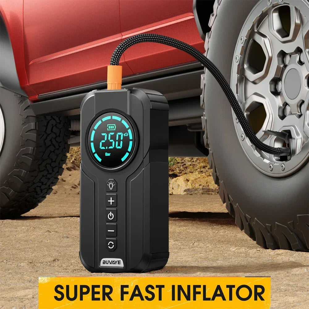 BUVAYE Car Jump Starter Air Pump Portable Air Compressor Multi-function Tire In image 4