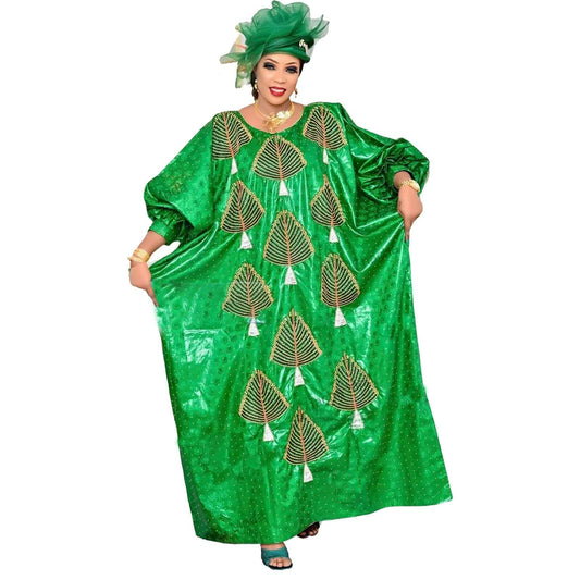 African Plus Size Kaftan Dress Emboridered Full Gown Nightdress Party Casual Dr image 0