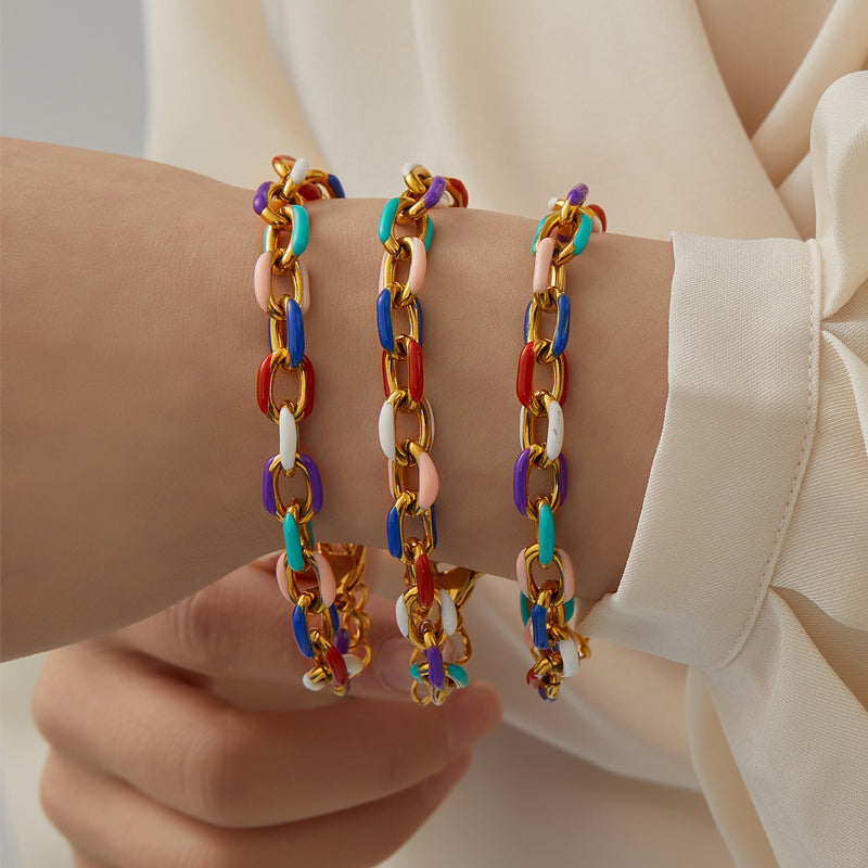 2024 New Titanium Stainless Steel Chain & Link Bracelets Trendy 18k Gold Plated image 0