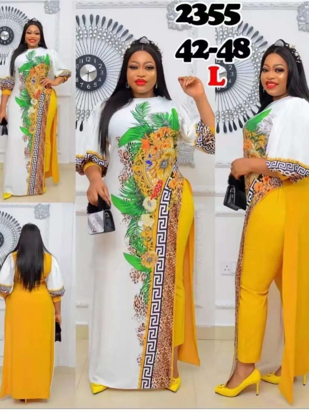 High Quantity African Gorgeous New Design Long Top With Pants 2 Pieces For Lady image 1