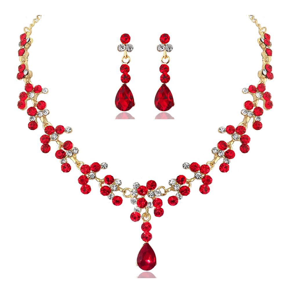 KMVEXO Crystal Bridal Wedding Jewelry Sets Women Gold Color Rhinestone Necklace image 5