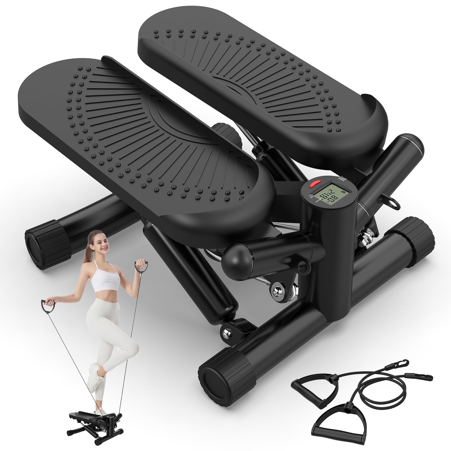 Sports Mini Stepper -330 pound Rotating Stepper with Resistance Band Portable F image 1