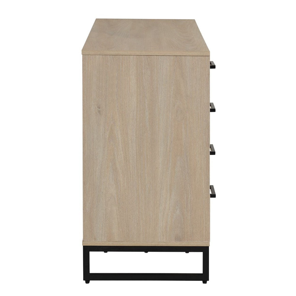 Mainstays Industrial 4 Drawer Dresser W/ Door Cabinet, Beige Oak image 5