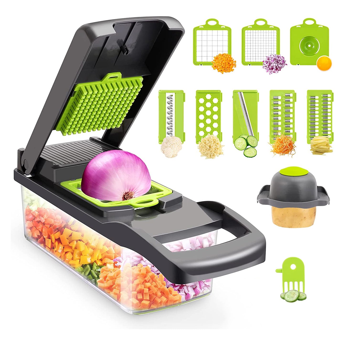 Fullstar Vegetable Chopper Spiralizer Vegetable Slicer Onion Chopper with Conta image 2