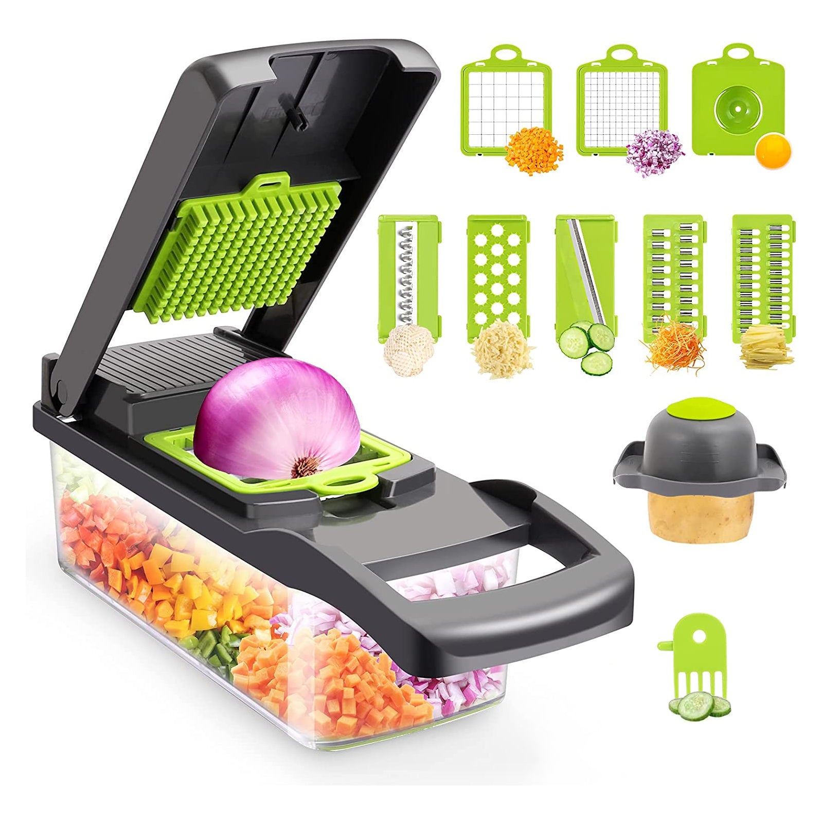Fullstar Vegetable Chopper Spiralizer Vegetable Slicer Onion Chopper with Conta image 2