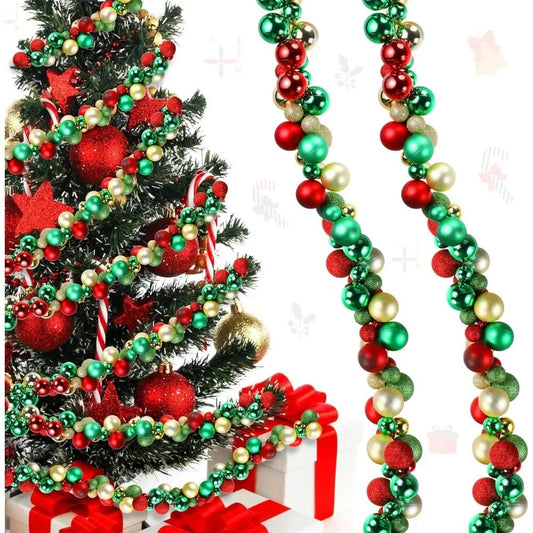 2 Pcs 6 Feet Christmas Garland Christmas Ball Garland Ornaments Indoor Outdoor image 0