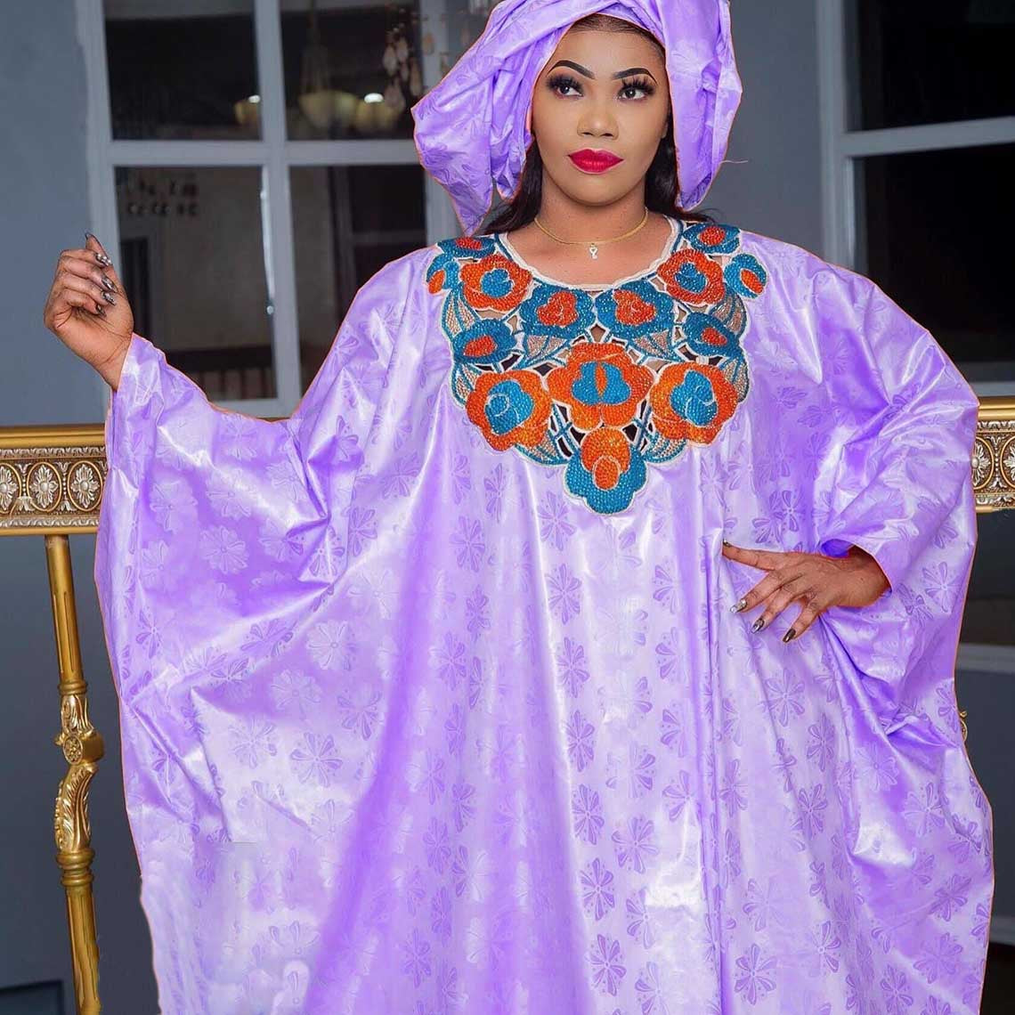 Original Bazin Riche Long Dresses For African Women Party Traditional Wedding F image 5