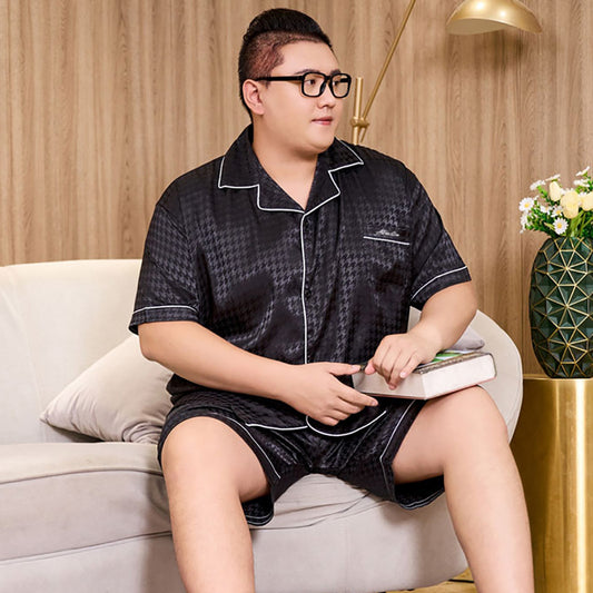 3XL-5XL For 165kg Big Size Men's Pajamas Summer Ice Silk Thin Breathable Male S image 0