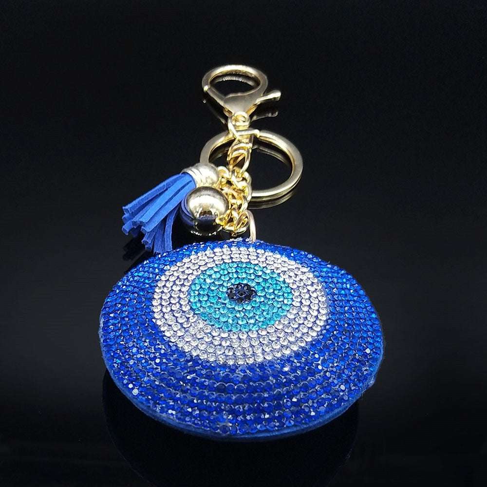 Turkey Eyes Crystal Keychains Ring for Women Keychain Blue Gold Color Key Chain image 13