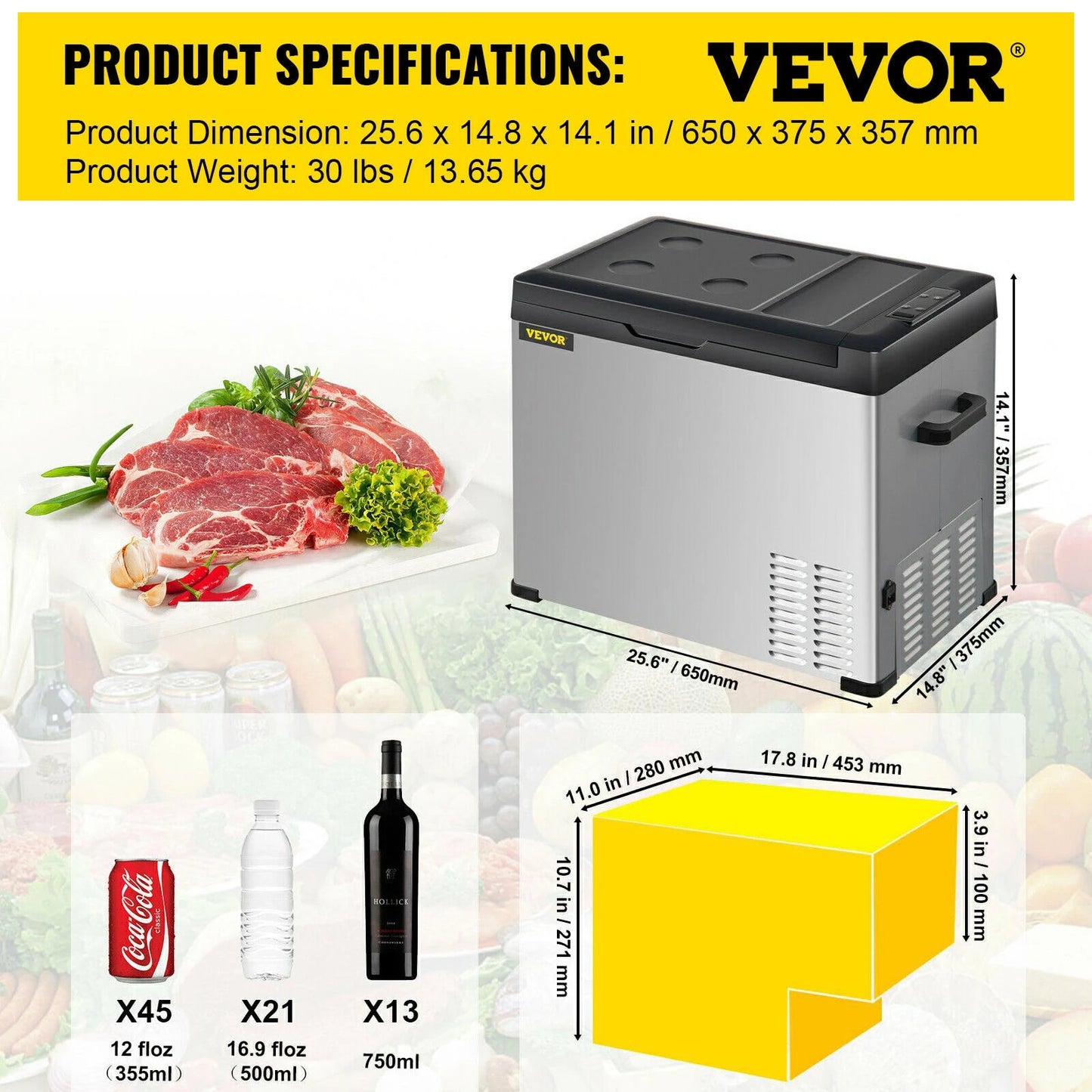 VEVOR 30L 40L 50L Mini Car Refrigerator Portable Fridge Freezer 12/24V DC 110-2 image 3